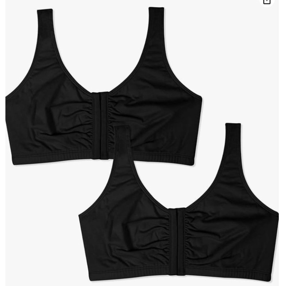 Fruit of the Loom Women's 2Pack Front Closure Cotton Bra Size 36 Black